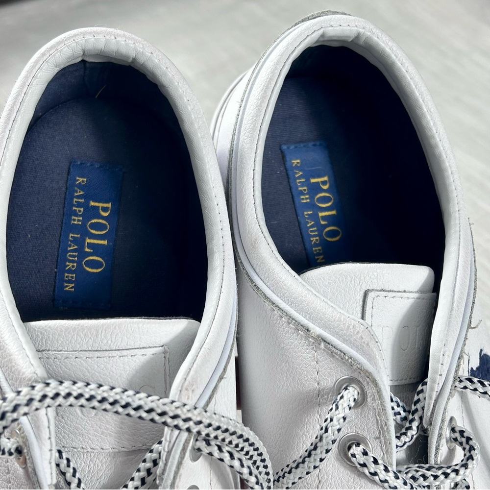 **SOLD**Polo Ralph Lauren Faxon Low White Genuine Leather lace up Mens shoes - Picture 4 of 16